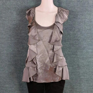 Banana Republic Silver Ruffled Tank Top